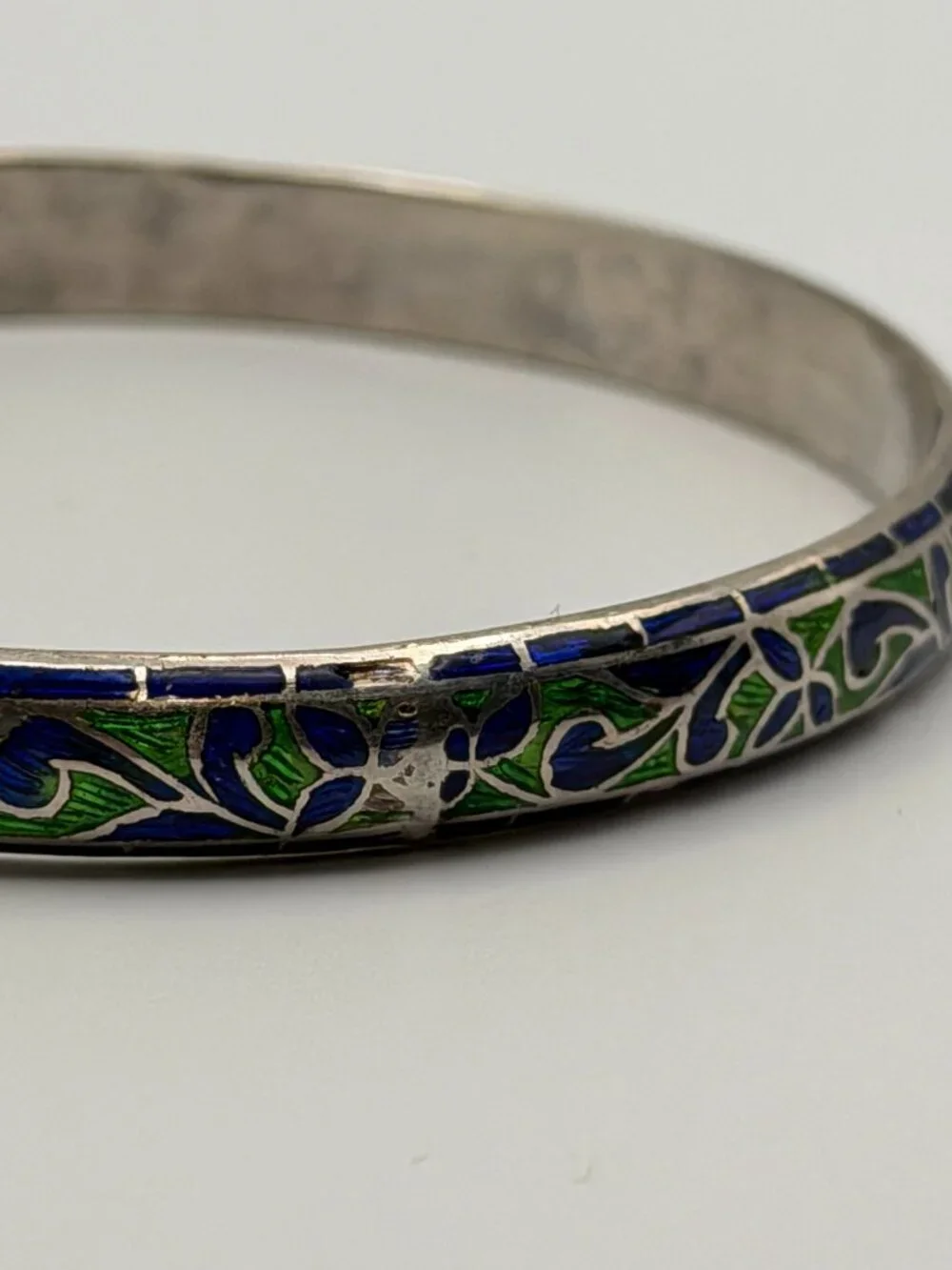 Vintage Mixed Bangle Stack Set Lot of 3 Boho Cloisonne Faux Malachite
